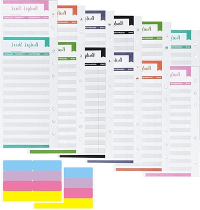 Budget Planner Set met 24 Vellen, A6 Budget Binder, Herbruikbare Bladen en Stickers voor Geldbeheer en Rekeningorganisatie