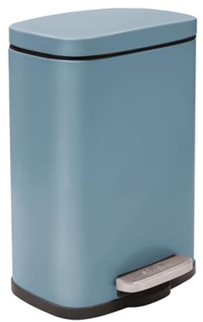 Pedaalemmer Staal - Afvalbak Badkamer - Hygiënisch Afval Beheer - Vingerafdrukbestendig Mat Blauw - 30x21x30 cm
