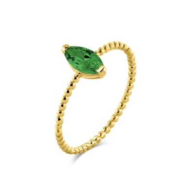 9NBG-0683-50 – New Bling – 14 karaat geelgouden ring – Met groene zirkonia – Maat 50