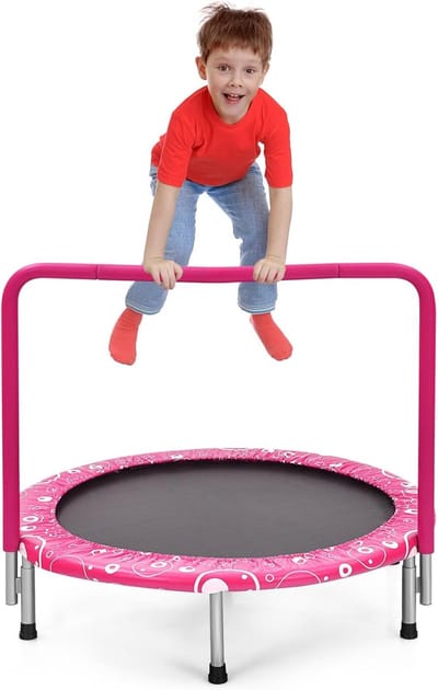 Mini-trampoline voor kinderen met handgreep en veiligheidsafdekking - Opvouwbare tuintrampoline 92 cm