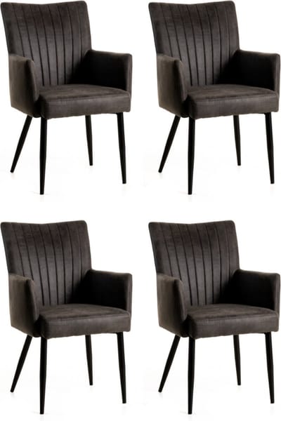 WAYS. – Sfeervolle Kunstleren eetkamerstoelen – Mouse – Houten poten – Klassiek design – 4 stuks
