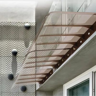 Voordeur Luifel - Regenkap Deur - Bescherming Buiten - Gebogen Ontwerp - 50 x 130 cm - Bruin Transparant