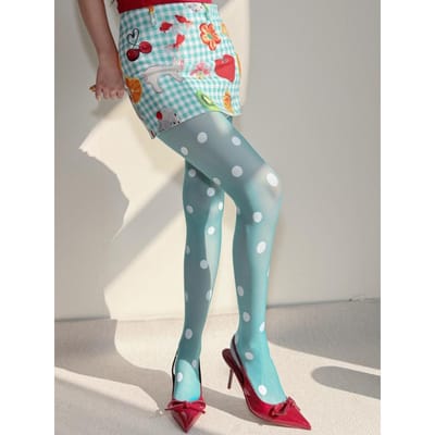 Y2K Polka Dot Kousen Dames Panty's Met Polka Dot Print Zomer 30D Ultra-Dun Doorschijnend Spicy Meisje Sheer Panty's One Size white