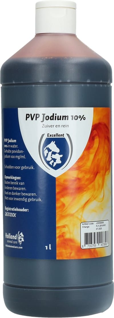 Excellent Jodium 1 L – 10% PVP Jodium – Uitsluitend voor dieren – Reinigt huid en vacht – Huidvriendelijk en prikt niet – Klepsluiting