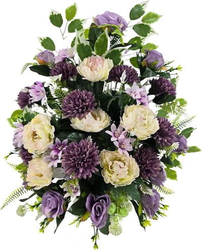 Kunstbloemen Centrum - Grafbloemen Decoratie - Herdenking Plaatsen - Zelfnivellerend - 63 x 25 x 60 cm - Beige Mauve