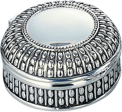Antieke Ronde Doos - Sieraden Opberger - Sieraden Bewaren - Vergulde Rand - 3 Inch Diameter - Blauw