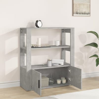 vidaXL - Dressoir - 80x30x90 - cm - bewerkt - hout - betongrijs