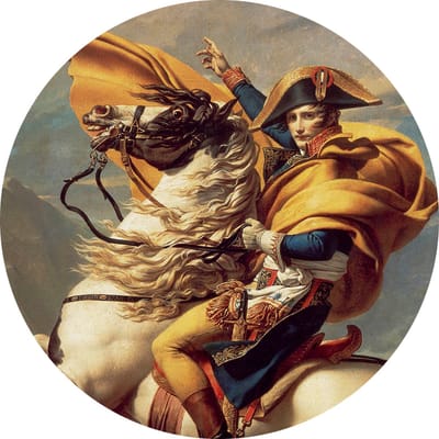 Napoleon steekt de Alpen over, Jacques-Louis David - Foto op Behangcirkel - ⌀ 120 cm