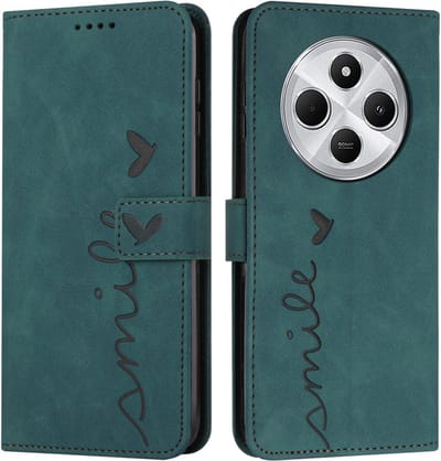 Coverup Hoesje - Geschikt voor Xiaomi Redmi 14C Hoesje - Coverup Smile Book Case - Groen