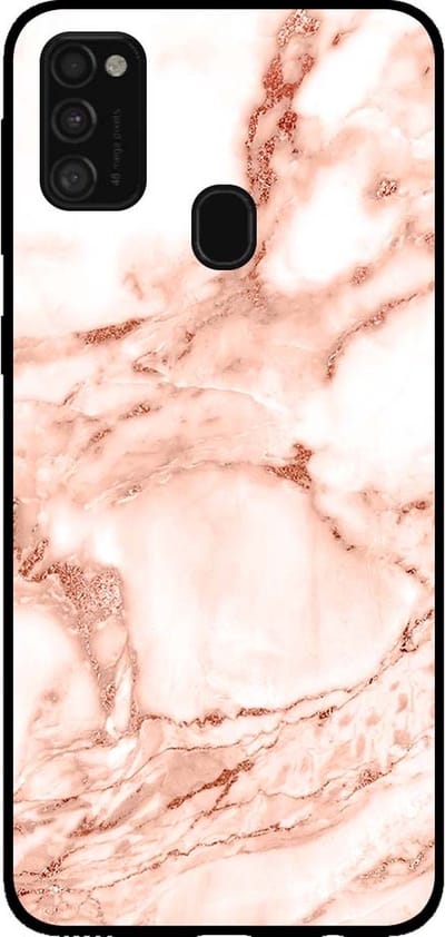 Smartphonica Telefoonhoesje voor Samsung Galaxy M21 marmer look - backcover marmer hoesje - Wit Rosé Goud geschikt voor Samsung Galaxy M21