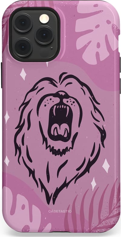 Casetastic hoesje geschikt voor Apple iPhone 12 / Apple iPhone 12 Pro - MagSafe - Dubbellaagse bescherming - Trots en vurig - Fashion Case - Lila Lichtroze Donkergrijs