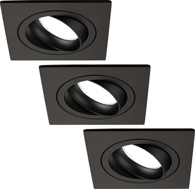 Ledvion - 3X LED Inbouwspot Sevilla - Dimbaar - 3W - 6500K - Ø92 mm - Zwart