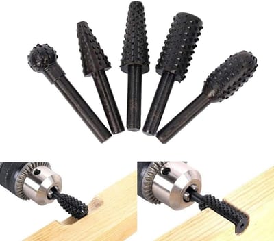 Rotonde metalen freesjes set van 5, houtfrees en booraccessoires voor het frezen van isolatieplaten en hout.