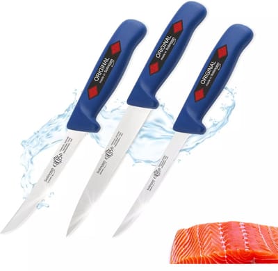 Eikaso Solingen Fileermessenset – Voor Vis – 3-delig – Flexibel Lemmet – Ergonomisch – Molybdeenstaal – Solingen Duitsland