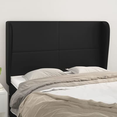 vidaXL - Hoofdbord - met - randen - 147x23x118/128 - cm - kunstleer - zwart