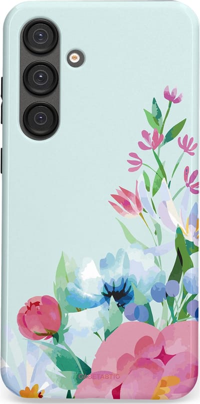 Casetastic hoesje geschikt voor Samsung Galaxy S25 Plus - Dubbellaagse bescherming - Dagdroom in bloei - Fashion Case - Lichtgrijs Lichtroze