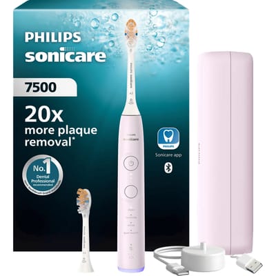 Philips Sonicare 7500 Series Elektrische Tandenborstel - Poetsdruksensor, 12 Poetsinstellingen, Gezonder Tandvlees, Sonicare App & Oplaadreisetui - Roze (Pink) - HX7422/06