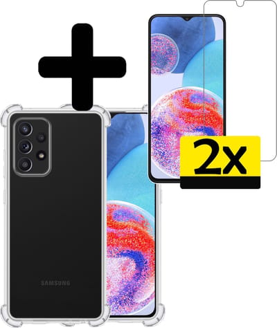 Hoesje - Met Screenprotector - 2 Stuks - Geschikt voor Samsung Galaxy A23 - Sterk & Shockproof - Siliconen Case - Back Cover - Telefoon Hoes - Shock Proof - Telefoonhoesjes - Transparant
