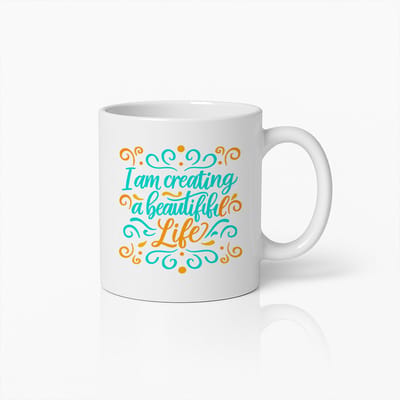 “I Am Creating a Beautiful Life” Mok 330ml – Inspirerende Quote Koffiebeker, Positieve Affirmatie Cadeau voor Vrouwen & Dromers