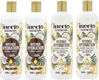 INECTO - 2 x Coconut Shampoo + 2 x Coconut Conditioner - 4 x 500ml - 4 Pak