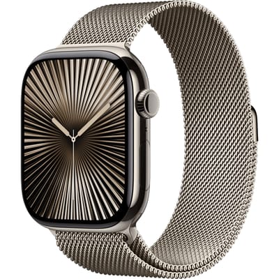 Apple Watch Series 10 - Wifi + 4G - 46mm - Natural Titanium Case met Natural Milanese band - M/L