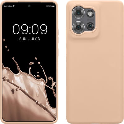kwmobile telefoonhoesje geschikt voor Motorola Edge 50 - Hoesje met siliconen coating - Smartphone case in pastelkleurige perzik