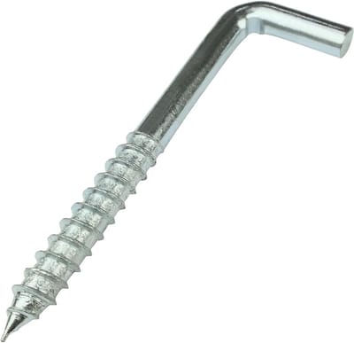 SnelShoppen - Set van 10 L-vormige schroefhaken Ø 8 mm - Zelftappende vierkante haken van gegalvaniseerd staal - Kleur zilver - Voor bevestigen in tui