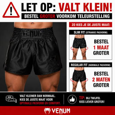 Venum Classic Muay Thai Kickboks Short Zwart Zwart - S