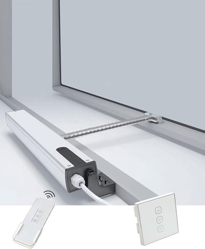 Automatische Raamopener - Kettingraamopener Slimme Raamregelaar - Ventilatie Beheer - Met Afstandsbediening - DC 24V - Zilver
