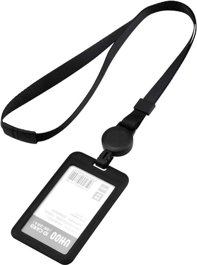 ID-kaarthouder - Kaartenhoes Sleutelband - Werk Kantoor - Waterdicht Stofbestendig - 11x7 cm - Zwart