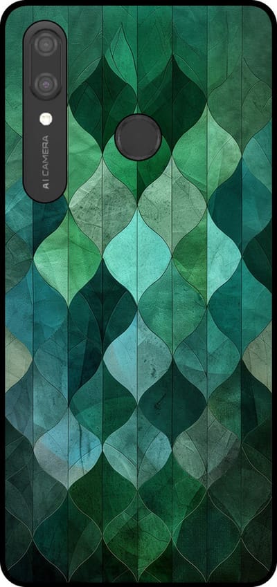 Smartphonica Telefoonhoesje Geschikt voor Huawei P Smart (2019) met groene bladeren opdruk - TPU backcover case green leafs design geschikt voor Huawei P Smart (2019)