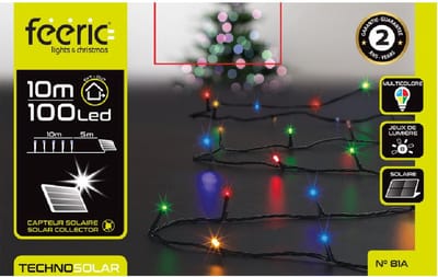 Feeric lights Kerstverlichting - gekleurd - 10 m - 100 leds - zwart snoer - op zonne-energie