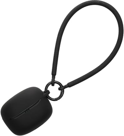 kwmobile oordopjes case geschikt voor JBL Tune Beam 2 hoesje - Oortjes cover met handstrap - In-ear koptelefoon hoes - Silicone in zwart