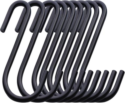 SnelShoppen - 32Pcs Zwarte Heavy Duty S-Haak Haken 6cm - S-Vormige Ophanghaken Metaal voor Badkamer, Keuken, Kantoor, Winkel - Sterke Haken voor Diver