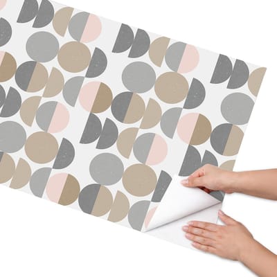 Coloray Meubel Wrap Folie - Beige Meubelfolie - 65x130 cm - Plakfolie Meubels Geometrische pasteltinten - Decoratiefolie Zelfklevend - Geometrische Meubelfolie - Meubelfolie Zelfklevend - Badkamer decoratie - Achtergronden en patronen