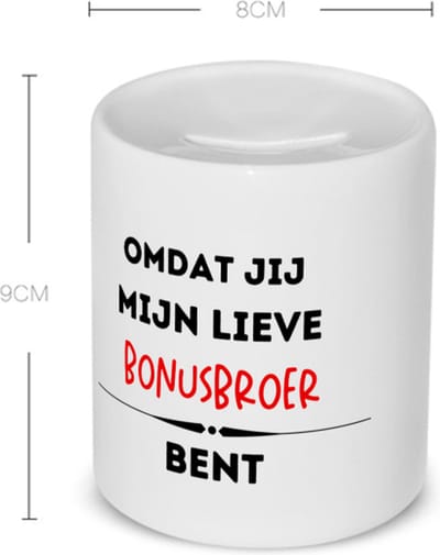 Akyol - omdat jij mijn lieve bonusbroer bent Spaarpot - Broer - de liefste bonusbroer - verjaardag - cadeautje voor broer - kado - geschenk - 350 ML inhoud