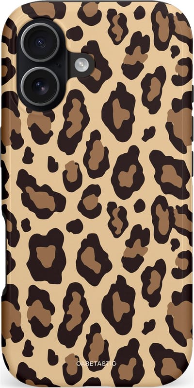Casetastic hoesje geschikt voor Apple iPhone 17 - MagSafe - Dubbellaagse bescherming - Wilde Panter - Fashion Case - Zwart Taupe Crème