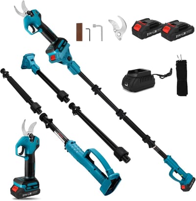 Elektrische Snoeischaar - Takkenschaar Accu - Takken Snoeien - 2 Meter Telescoop - 30mm Snijdiameter - Blauw