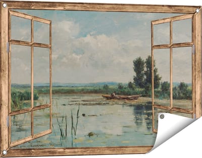 Gards Tuinposter Doorkijk Plas bij Loosdrecht - Willem Roelofs - 90x60 cm - Tuindoek - Tuindecoratie - Wanddecoratie buiten - Tuinschilderij