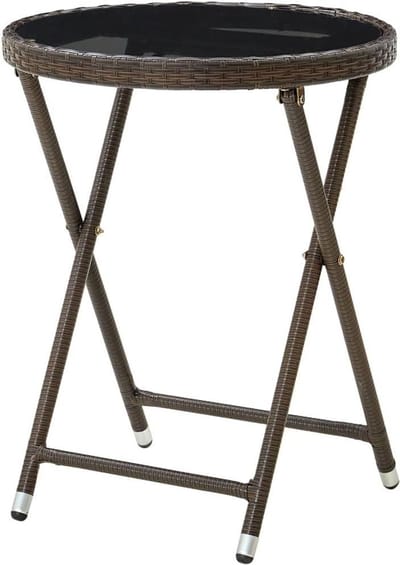 Bijzettafel - Balkontafel Terrastafel - Buiten Zitten - Inklapbaar Ontwerp - 60 x 75 cm - Bruin