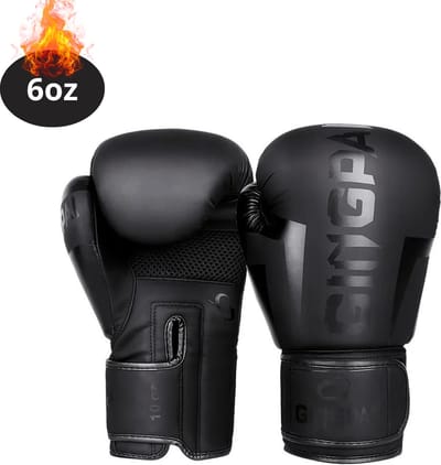 Nivard Bokshandschoenen - Kickboks Handschoenen - Boxing Gloves Set - Vecht Handschoenen - Heren - Dames - Zwart - 6 oz