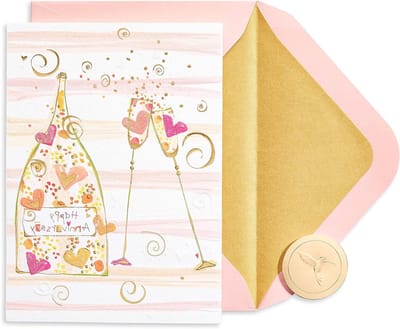 Jubileumkaart voor Paar - Verjaardagskaart Koppels - Speciale Wensen Delen - Champagne en Flutes Design