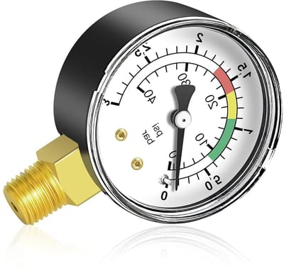 Precisie Drukmeter voor Zwembaden en Visvijvers, 1/4 Inch Aansluiting, Waterdruk 0-3 Bar/Psi, Ideaal voor Sandfilters en Waterbeheer