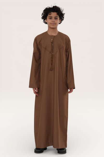 Kinderen jongens bruin Eid Marokkaanse Jubba Robe Djellaba Ramadan Eid Thobe LFS- K-HM11