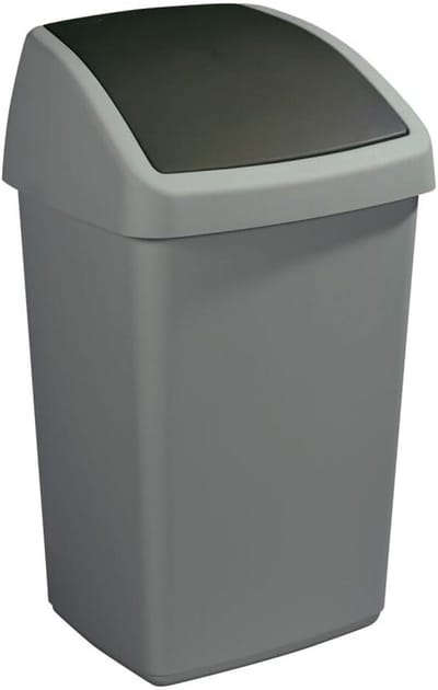 Grote Afvalemmer met Klapdeksel - 50 Liter - Metallic Zwart - Hygiënisch en Functioneel