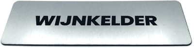 Deurbordje met tekst Wijnkelder - Formaat 150 x 50 mm x 1,6 mm - Incl. plakstrip | Geborstelde RVS-look toplaag | Gratis Verzending | Decoporta