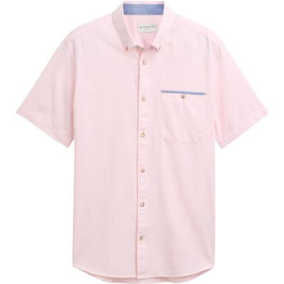 Tom Tailor - Korte Mouw Overhemd - Heren - XL - Rose - Katoen - 1046086