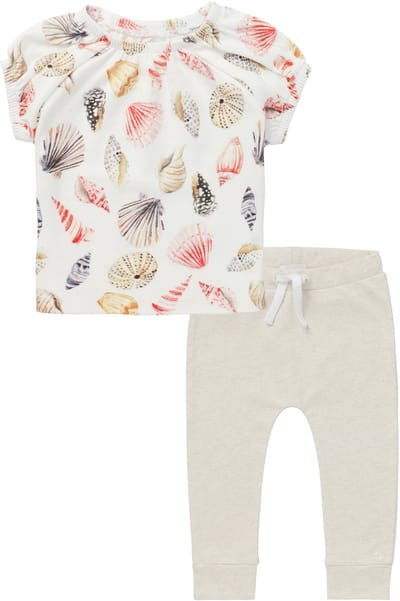 Noppies - Kledingset - 2delig - Broek Melissa Oatmeal - Shirt Madera Snow White - Maat 74
