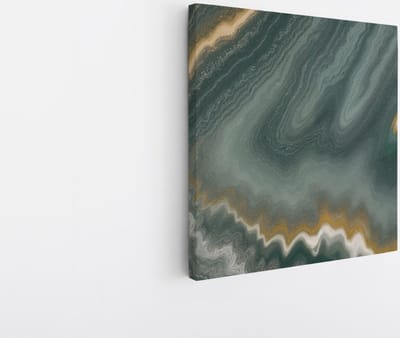 Saammp Canvas Schilderij - Abstract - Groenachtig - Vormen - 20x20 - Foto op canvas - Wanddecoratie - muurdecoratie Woonkamer - Slaapkamer decoratie - Canvas Print