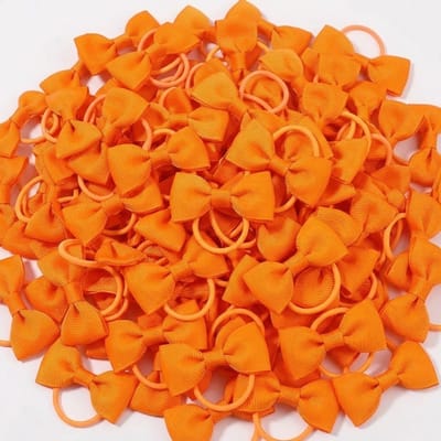 Oranje haar elastiekjes set – strik haarbandjes – meisjes dames – 20 stuks – elastische haar elastiek met strik – ribstof strikjes set
